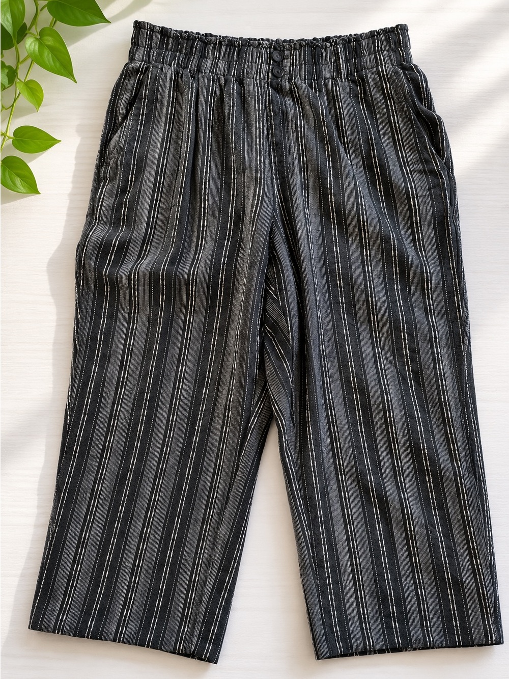 Briggs New York Linen Blend Cropped Wide Leg Pants Size Large